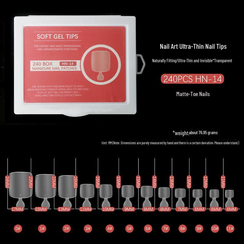 

240 шт. Бесшовные прозрачные матовые типсы для ногтей на ногах с полным покрытием для нейл-арта