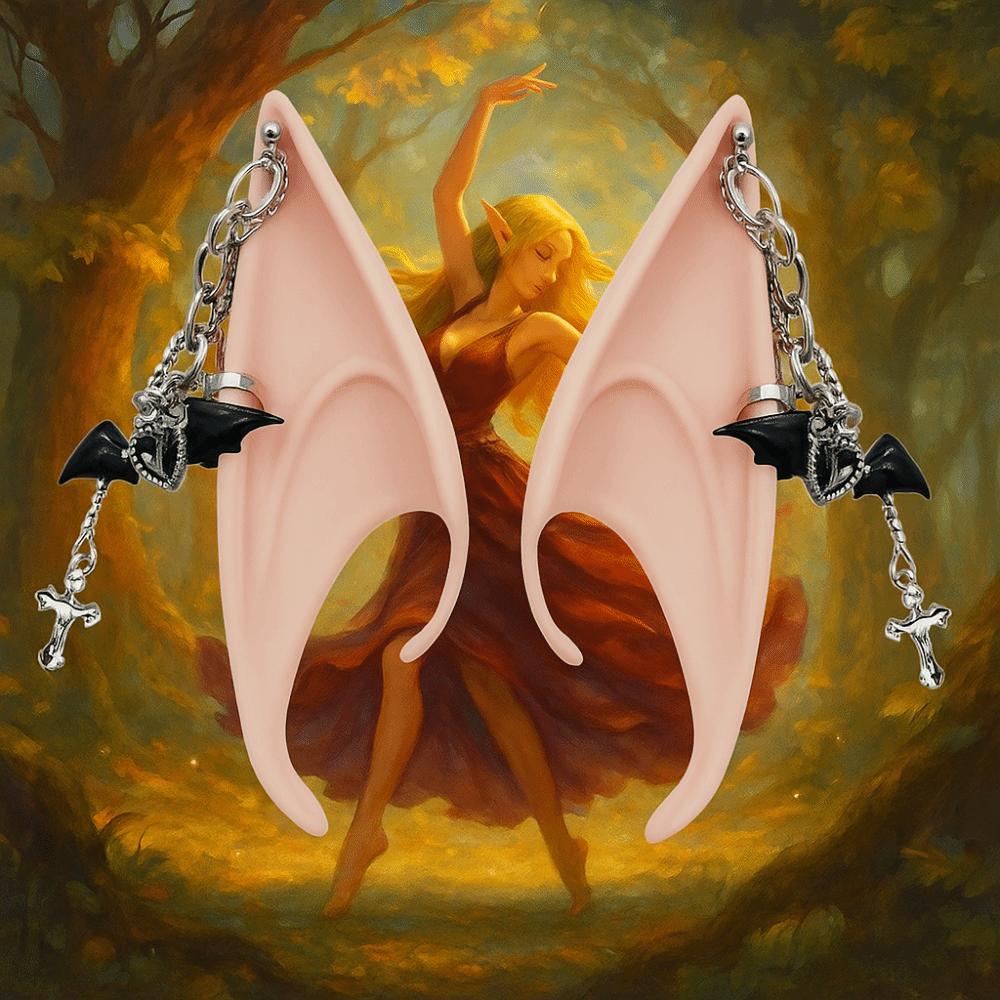 1pair Latex False Ears Cross Ear Cuff Jewelry Creative Elf Ears  Cosplay Accessories