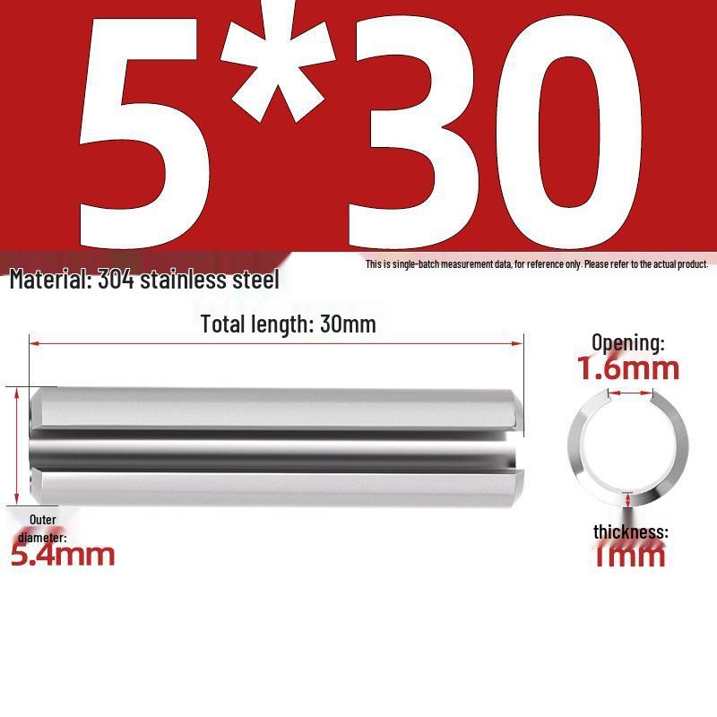 304 Stainless Steel Slotted Spring Pin, Cylindrical Shaft Pin, Locating and Hollow Pin (M5-M12)