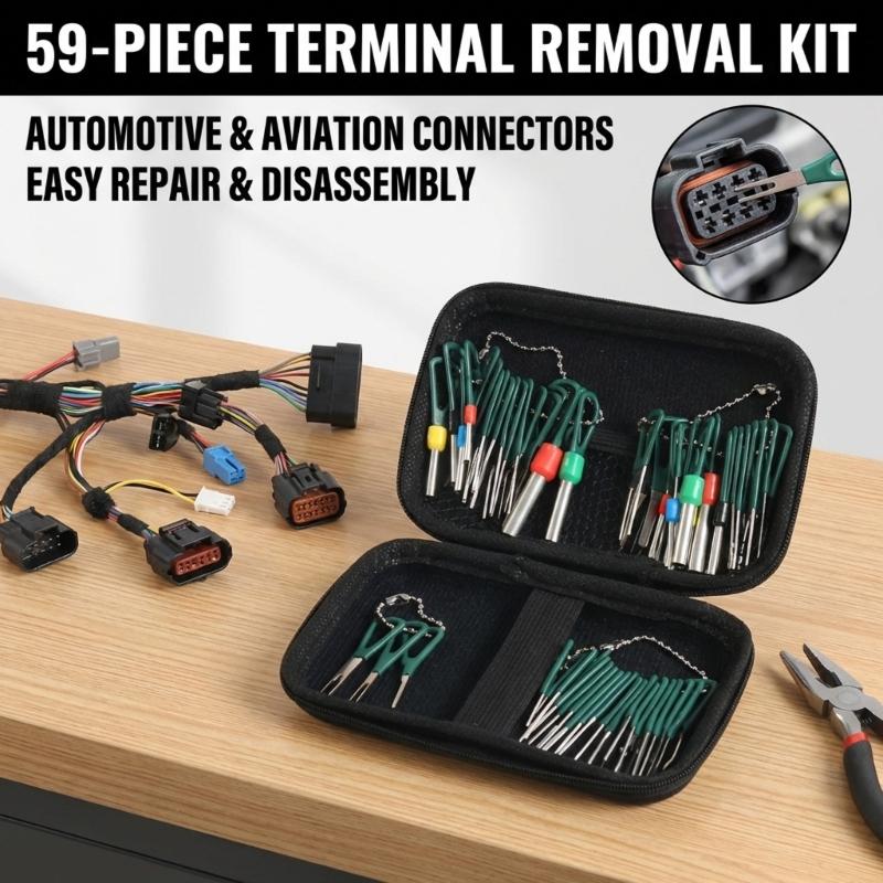 Juego Completo de 59 Piezas Extractor de Pines de Coche Con Mango Ergonómico Para Trabajos de Cableado de Precisión Herramienta de Extracción de Pines de Conectores Eléctricos