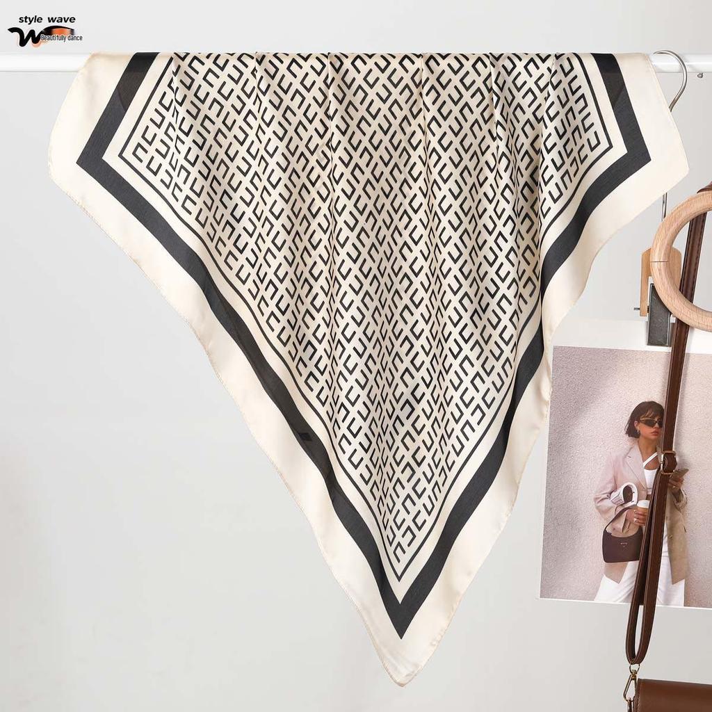 Korean Style Faux Silk Decorative Scarf 70CM Women's Versatile Patterned Scarf