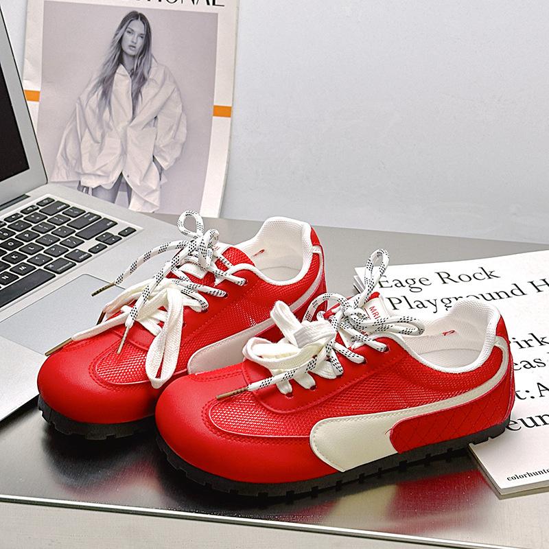 

3 Super soft waxy big head casual shoes women s spring new design sense versatile soft sole women s shoes mango head 35 красный