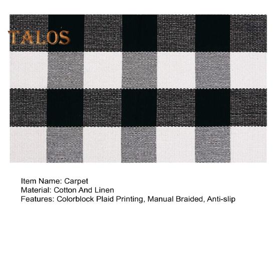 Bathroom Floor Mat Quick Absorbent Quick-Drying Anti-Slip Colorblock Plaid Printing Manual Braided Multipurpose Bath Shower Sink Kitchen Carpet