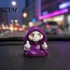Holiday Skeleton Figurine Purple Robe for Halloween, Middle Finger Table Ornament Resin Statue, Gothic Walking Dog Sculpture
