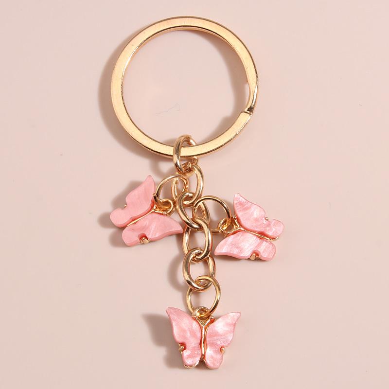 Cute Colorful Butterfly  Enamel Flying Animals Key Chains For Women Girls Accessorie Handmade Jewelry Bag Charm