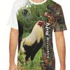Men's 3D Digital Rooster Pattern Short Sleeve Crew Neck T-shirt, Tees For Men, Stylish And Cool Tops For Summer Street Wear And Outdoors Activities