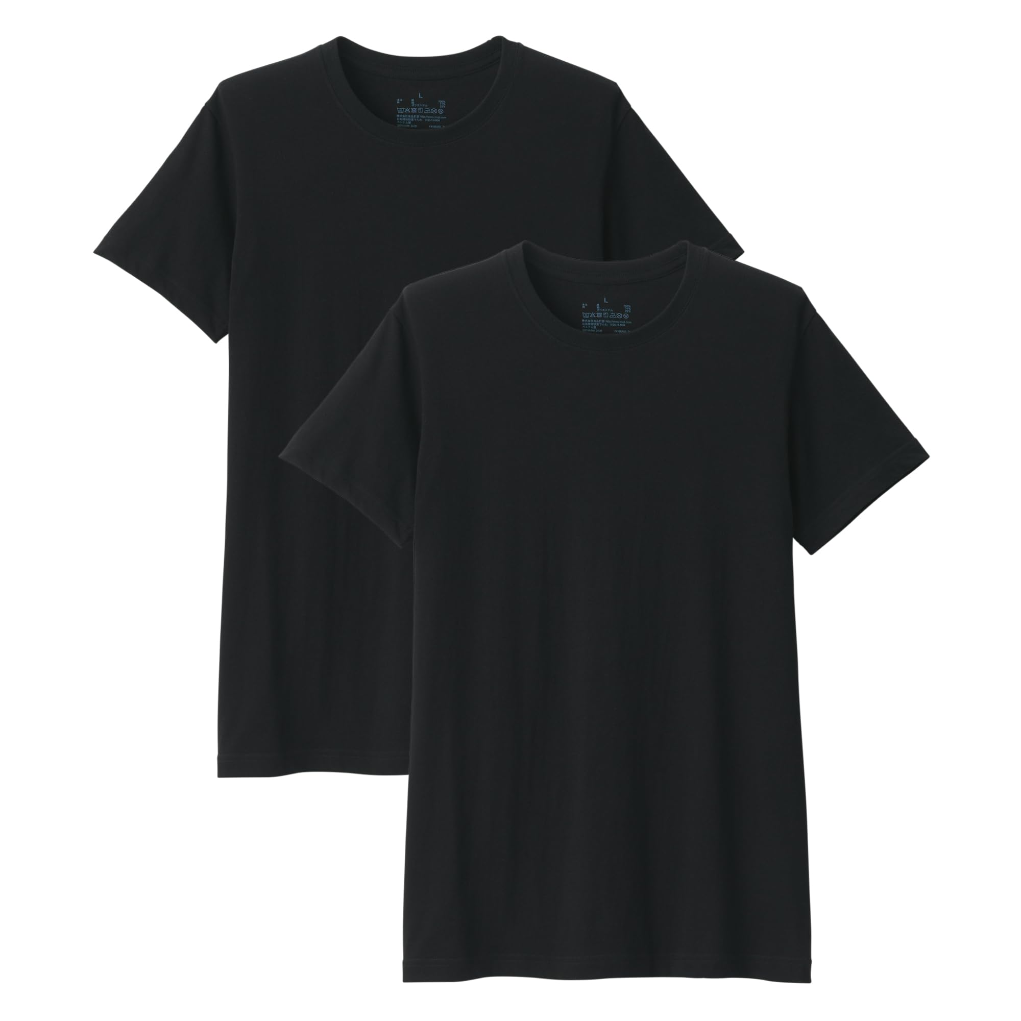 

MUJI Бесшовная футболка с круглым вырезом FA19EA5A Черный Размер L Мужская с коротким рукавом (2-Pack) Мужской чёрный