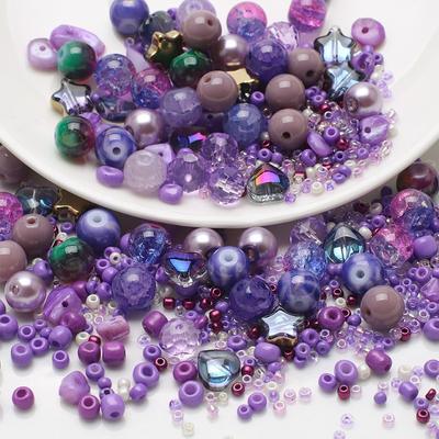 50g/maiss jauktas krāsas brīvas krelles Stikla akrila krelles DIY rotaslietu izgatavošanas piederumiem