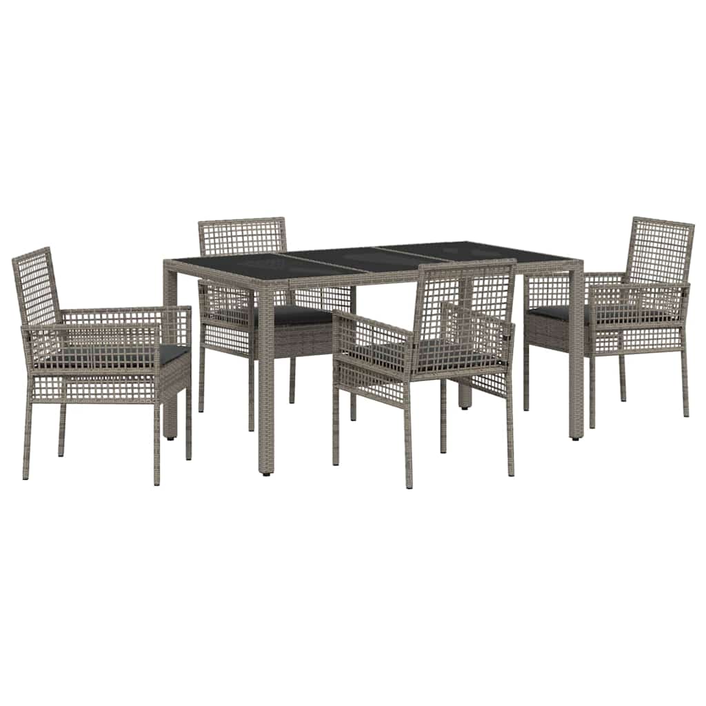 Garden Dining Set 5 pcs Gray Poly Rattan