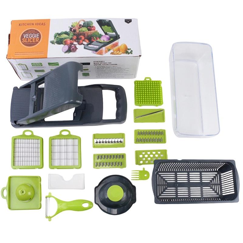 16 in 1 Vegetable Chopper with Handle Kitchen Mandoline Slicer Food Grater Cutter set for Fast Meal Prep and Egg Cutting