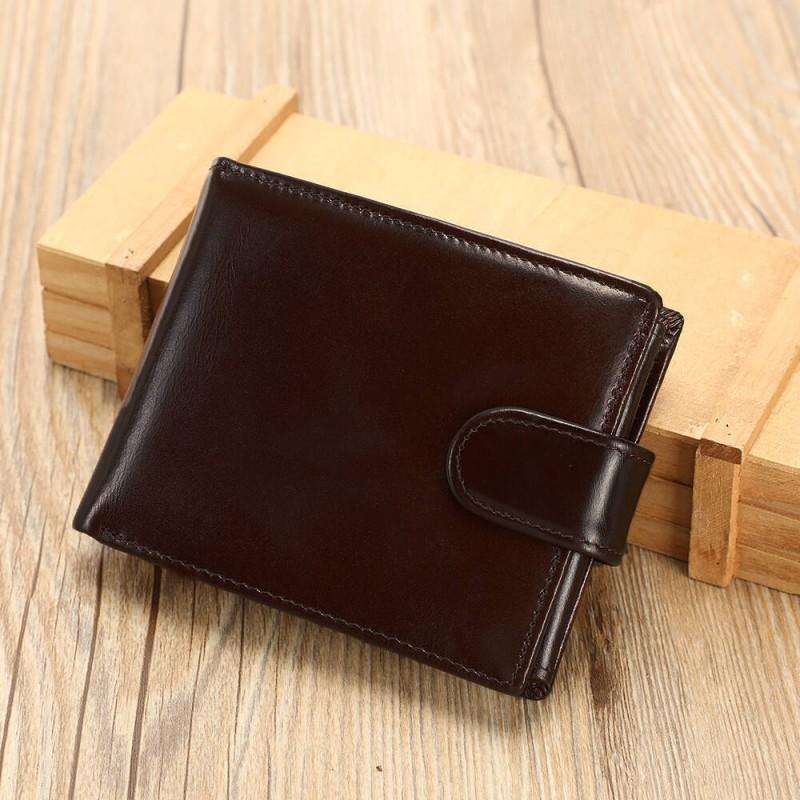 Модный Мужской Кошелек из Натуральной Кожи RFID Защита от Кражи Верхний Слой Коровьей Кожи Повседневный Многокарточный 10x11x2cm