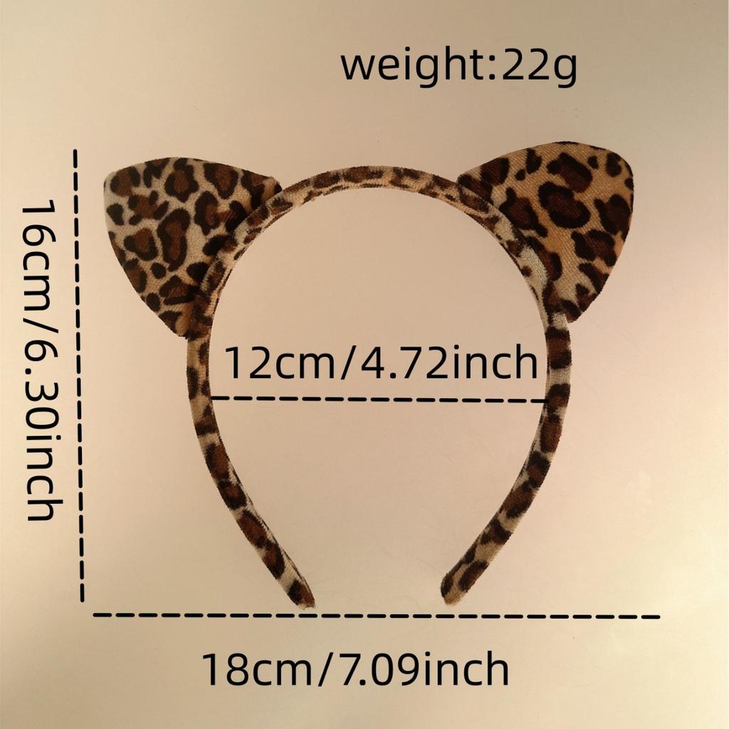 Plush Cat Ears Headband Vintage Leopard Print Hair Hoops Cute Festival Accessories Fashion By Clips Ribbon for Hair Hair Hoop