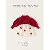 Insbobo Girls' Dress 2026 Spring New Style Red Sweater Dress Fashionable Dress One-Year-Old Girl's Formal Dress