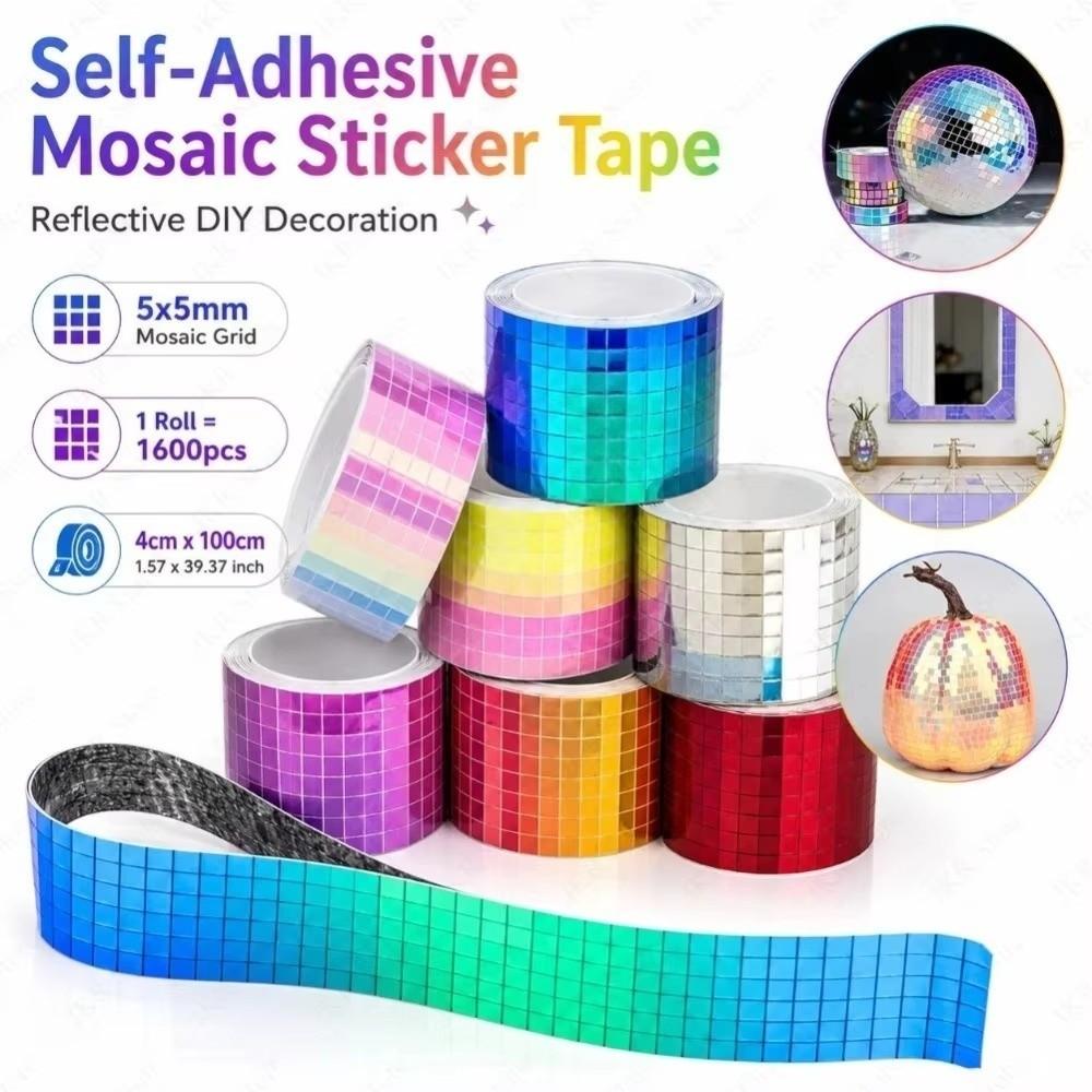Reflective Mirror Surface Self Adhesive Mosaic Stickers Decorative Wall Decals  Home Decoration