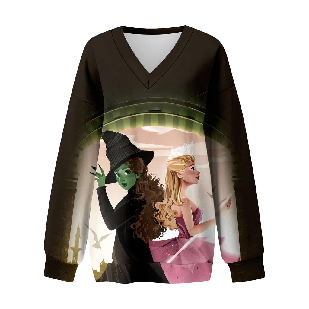 Women's Loose And Comfortable V-neck Sportswear Long-sleeved Sweatshirt Daily Matching Clothes