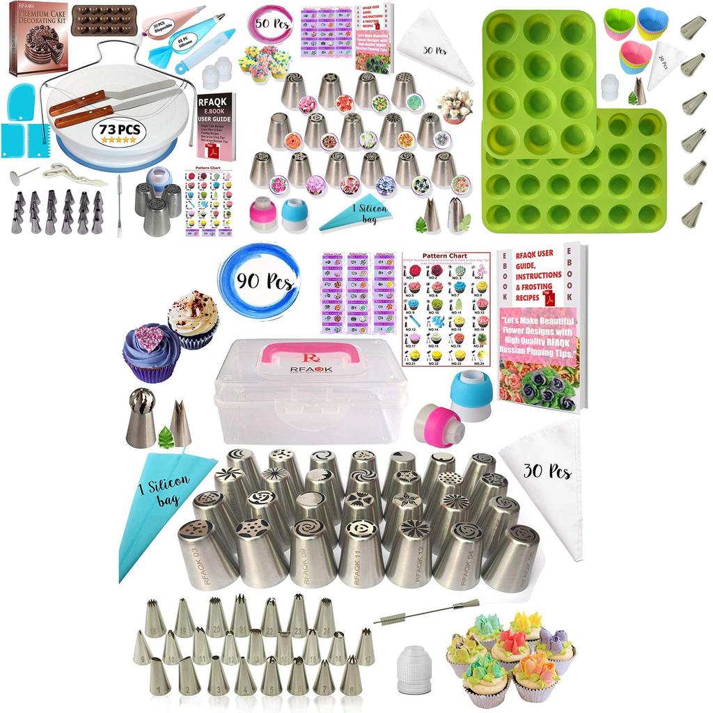 Versatile 50-piece Russian Piping Tips Set With Reusable Baking Accessories For Cakes