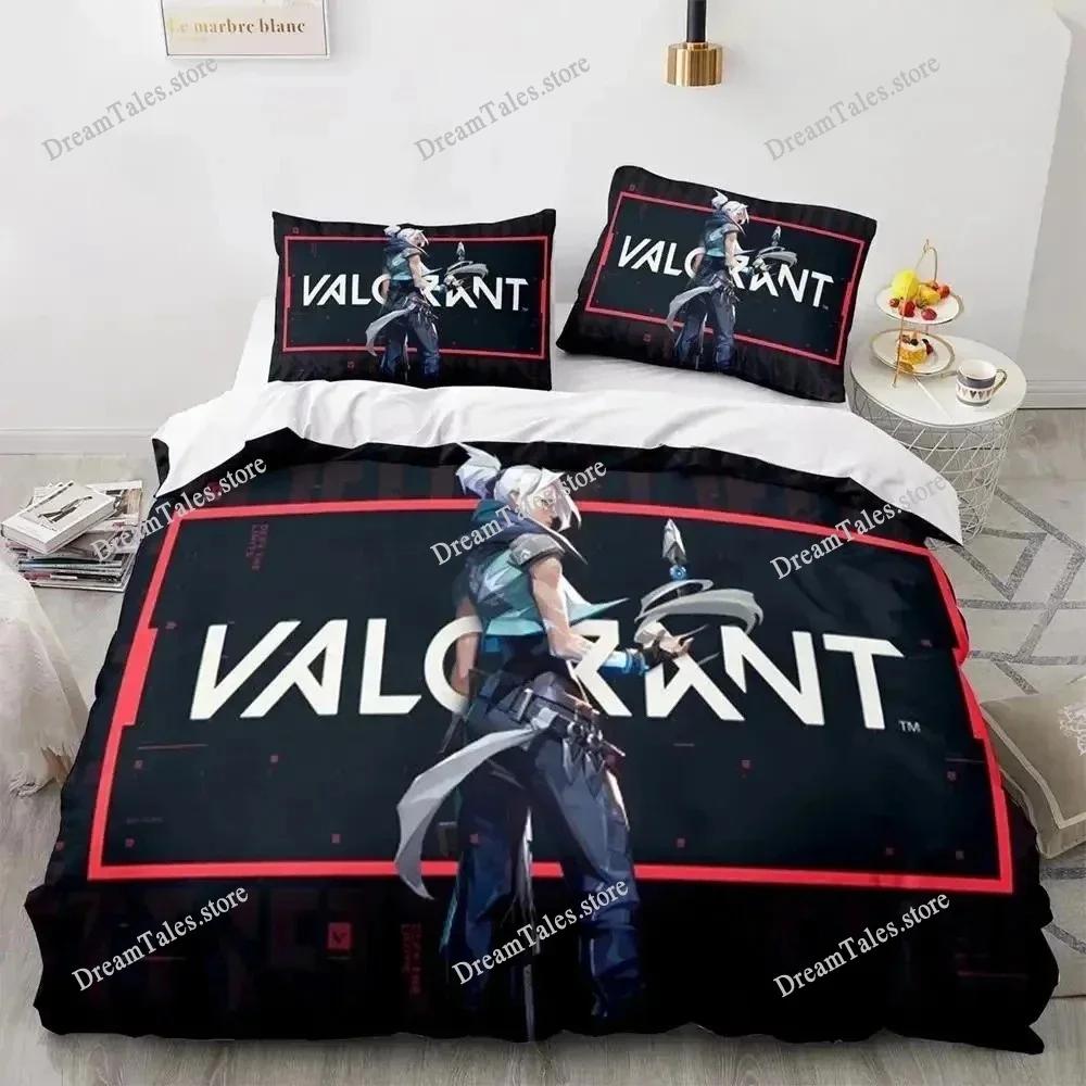 Game Valorant Neon Bedding Set Boys Girls Twin Queen Size Duvet Cover Pillowcase Bed Kids Adult Fashion Home Textileextile741