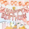 Iysoll Birthday Balloon Decoration Set Happy Birthday Garland Confetti Balloons Double-sided Tape Ribbon Pink Rose Gold