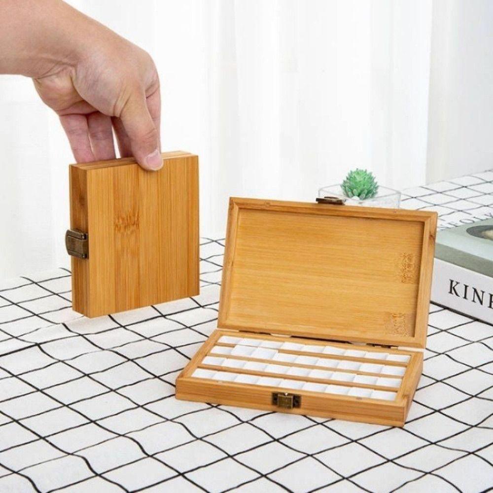 Empty Bamboo Watercolor Box with Lid Paint Storage Box New Paint Palette  Painting Art Supplies
