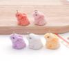 Flocked Resin Rabbit Pendant - Handmade 3D Small Animal Ornament for DIY or Phone Accessory
