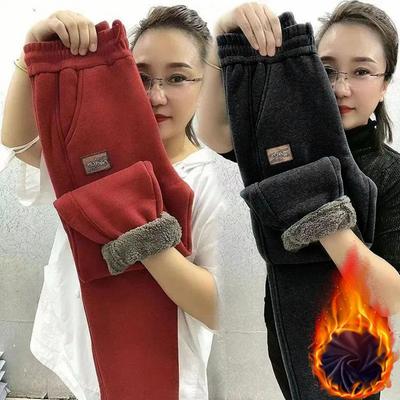 Kadın Kış Sıcak Kalın Polar Astarlı Pantolon Moda Termal Peluş Pantolon Rahat Spor Eşofman Altı Elastik Bel Pantolon