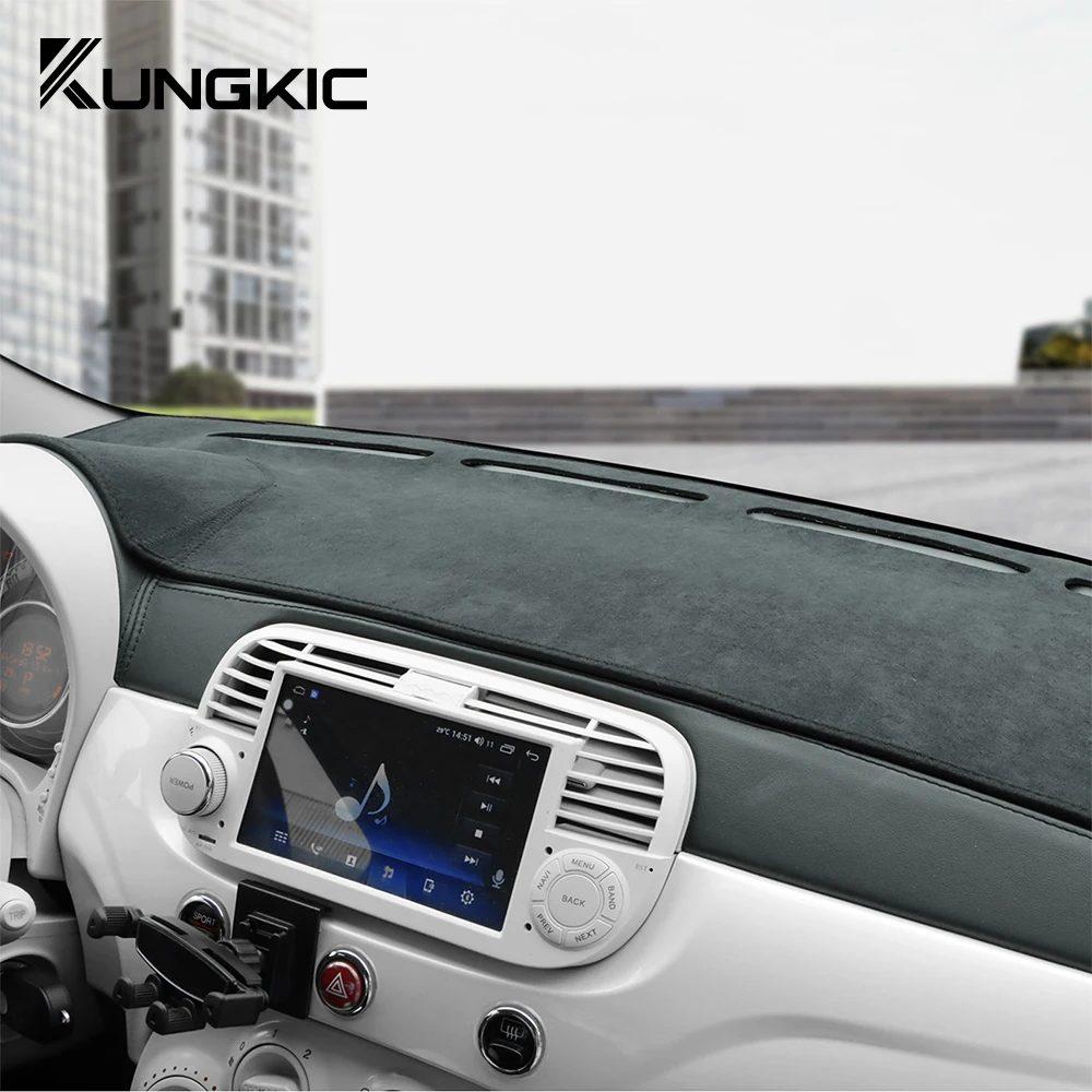 Tappetino Para Cruscotto in Flanella per Fiat 500 2008-2011 Abarth 595 2012-2017 2018 2019 2020 2021-2023 Guida Sinistra Destra Tappetino Parasole Estivo per Auto Tappeto