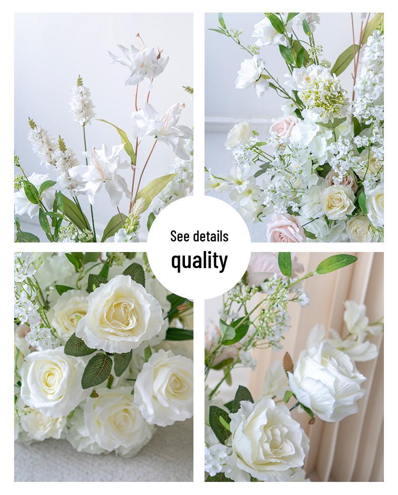 White Wedding Floral Art Wall Hanging Decoration - Artificial Flowers for Outdoor Event and Ceremony Background Arrangement