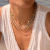 GEMCHIC Women's 18K Gold Plated Stainless Steel Layered Necklace Colorful Beads Starfish Pendant Summer Beach Clavicle Chain