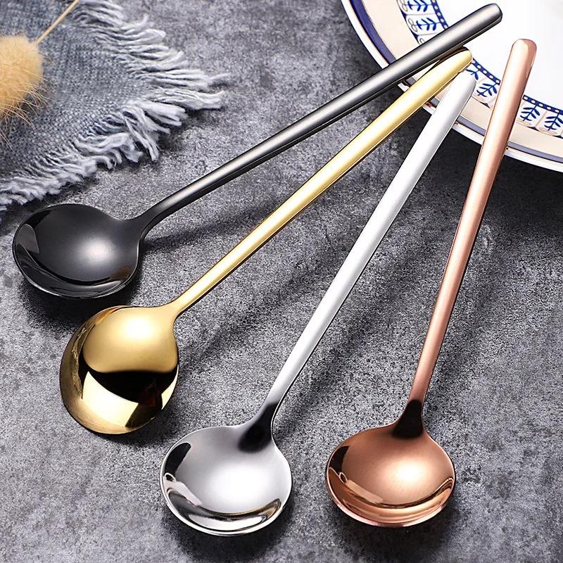 304 Stainless Steel Coffee Spoons Teaspoon Kitchen Tableware Gold Kitchen Coffee Accessories 13/15/17cm Mini Dessert Cake Spoon