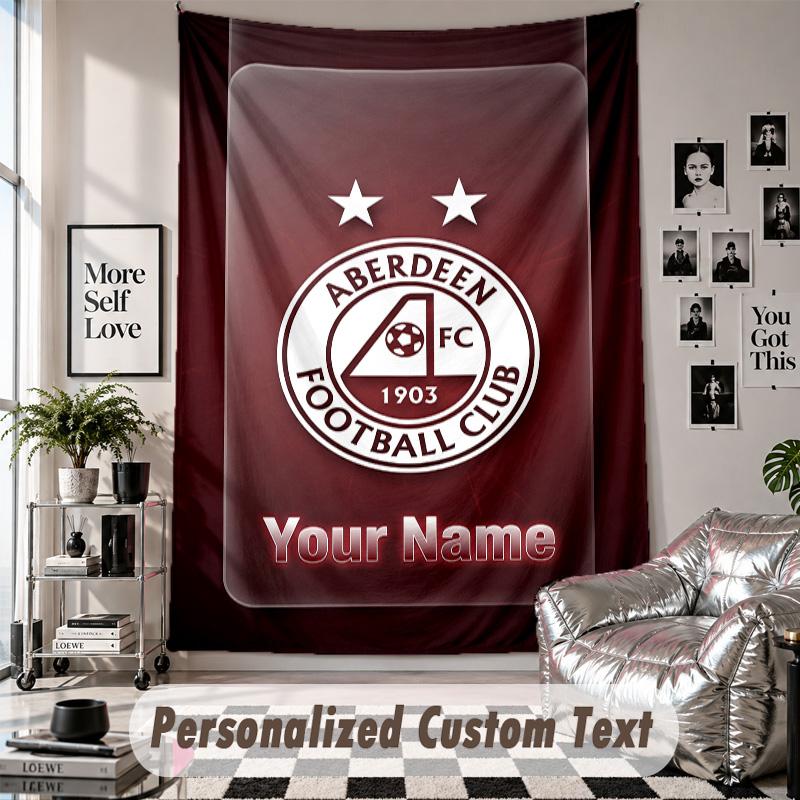 Custom Tapestry Wall Hanging, Aberdeen FC Personalized Name Text Home Wall Decor