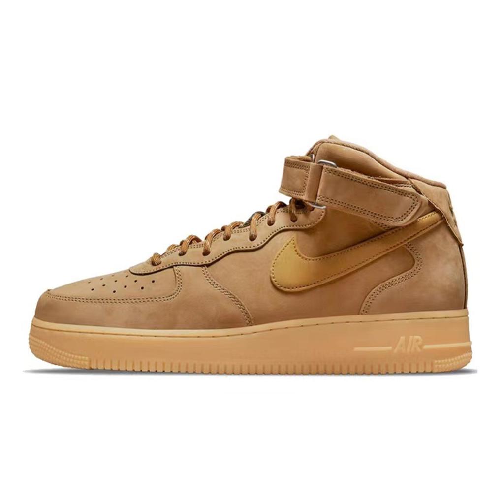 Nike Air Force 1 Leather, Suede Mid top Skateboard Shoes Unisex Brown DJ9158-200(Team80SBOX)