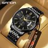 Sanda Retro Men's Waterproof Quartz Wristwatch with Small Seconds and Calendar - Fashionable Steel Band.