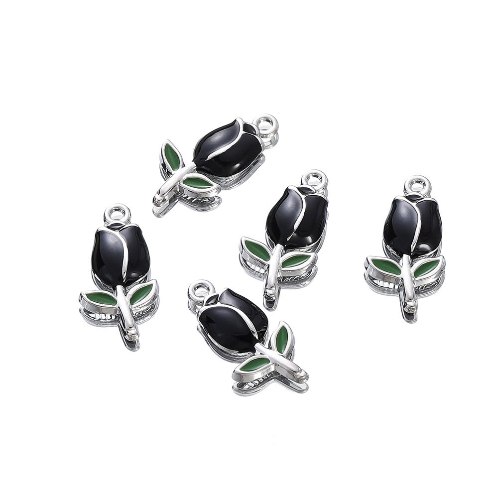 10Pcs/Lot 11.4*22.3mm Cartoon Alloy Tulip Shape Charms Loose Pendant For DIY Bracelet Necklaces Jewelry Making Accessories