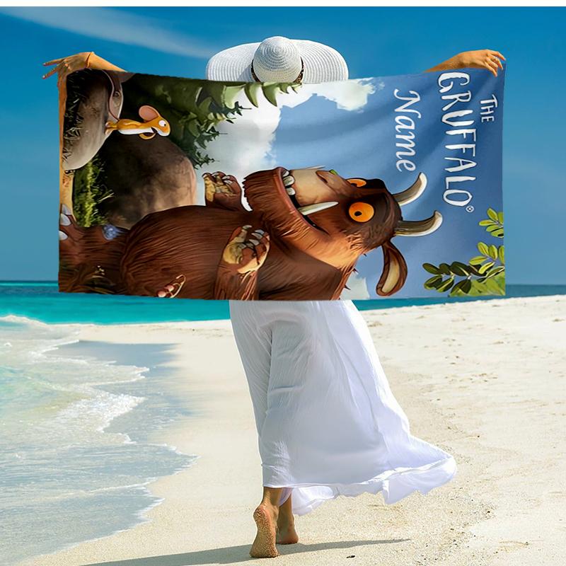 Custom Name Ultra-Soft Beach Towel with The Gruffalo Theme,Ideal for Pool - Camping, Diving - Perfect Travel Essential, Vibrant Beach Towel.