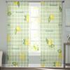Karierte Buchstaben, Zitronenblätter, transparente Vorhänge für Wohnzimmer, Schlafzimmer, Kinderzimmer, Tüll-Fenstervorhänge