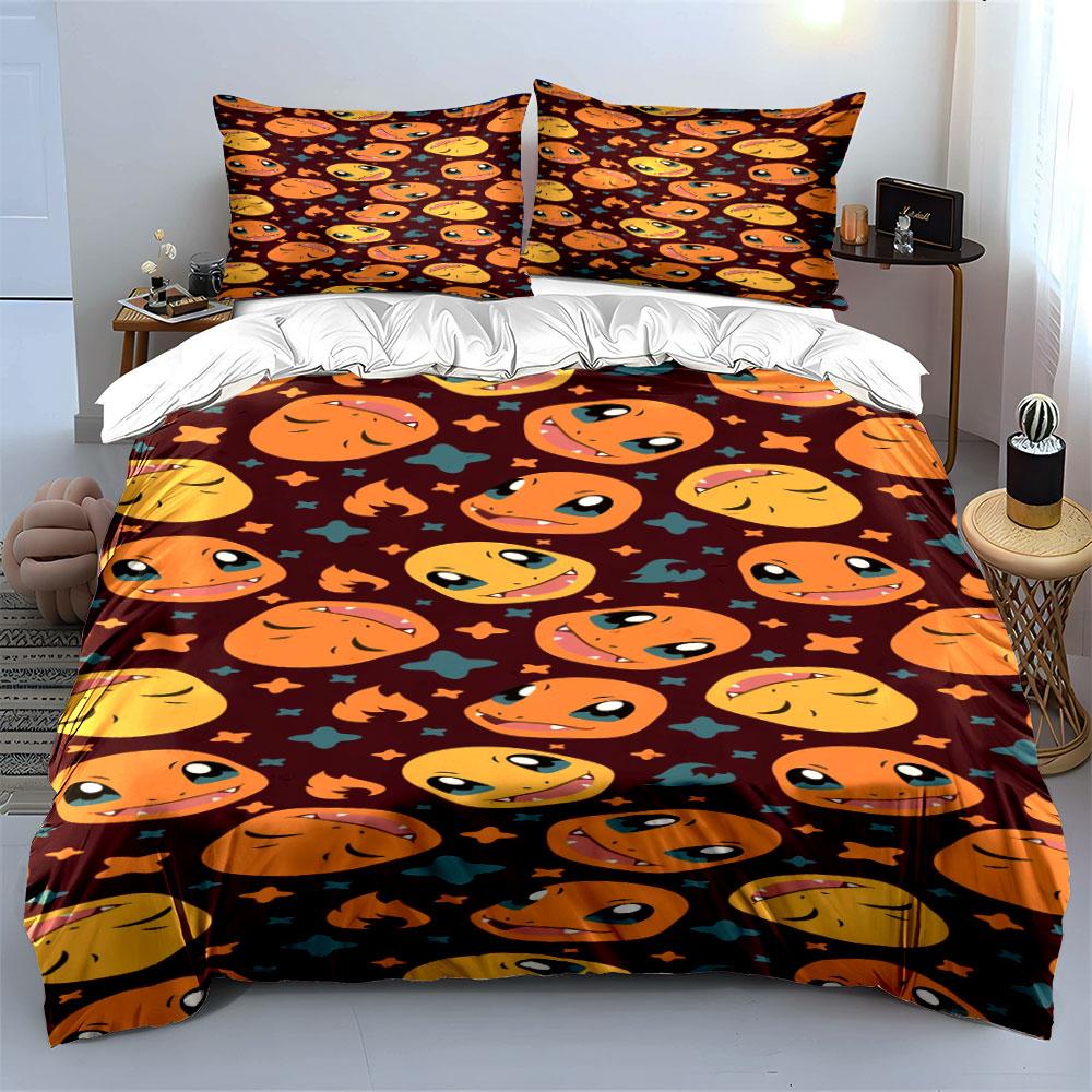 Orange Faces, Blue Stars. Bedding Sets Duvet Cover Sets Duvet Covers Pillowcases(1 * Duvet Cover 2 * Pillowcases, Without Duvet Insert)