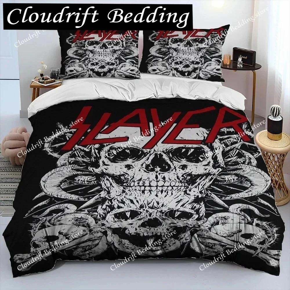 Slayer Heavy Metal Band Musik Bettdecke Bettwäsche-Set, Bettbezug Bett-Set Steppdeckenbezug Kissenbezug, King Queen Size Bettwäsche-Set Geschenk0