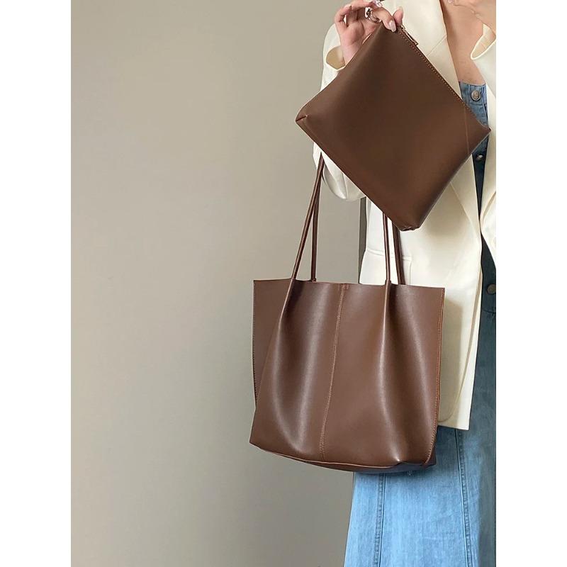 Pu Leather Large Capacity Handbags Women's Shoulder Bags Vintage Ladies Casual Tote Handbags Female Commute Travel Shopping Bag