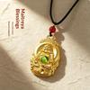 Zinc Alloy Pendant Necklace Auspicious Cloud Decor Border Laughing Monk Statue Charm Jewelry For Daily Wear Gift