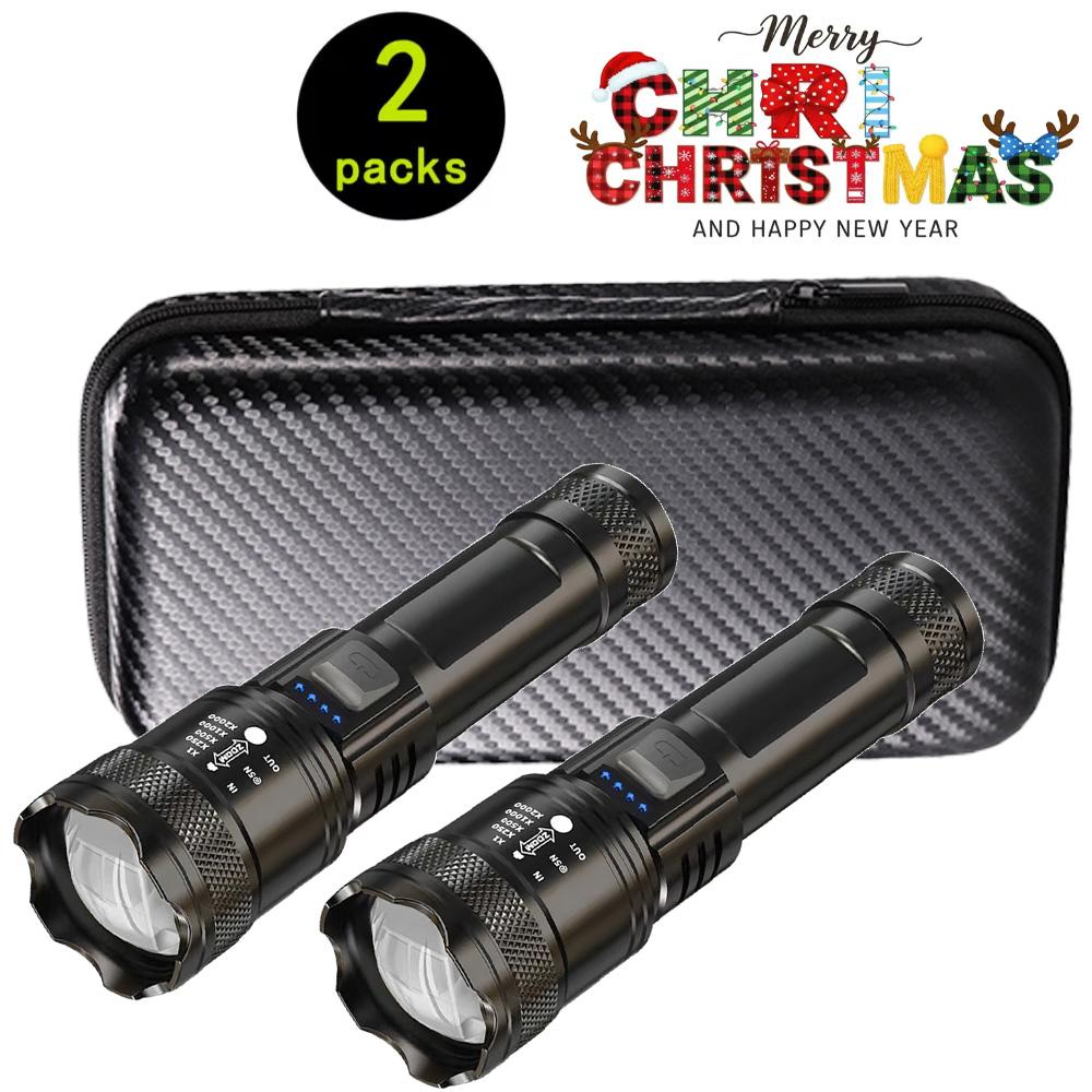 High Power LED Flashlight - USB Rechargeable, Zoomable Waterproof Multi-Mode Torch Light for Camping, Hiking, Emergency & Outdoo