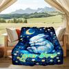 1PC Custom Name Moonlit Bunny Dreams Flannel Blanket Versatile,all-season Throw Suitable for the Living Room,bedroom,camping,travel,and Gift