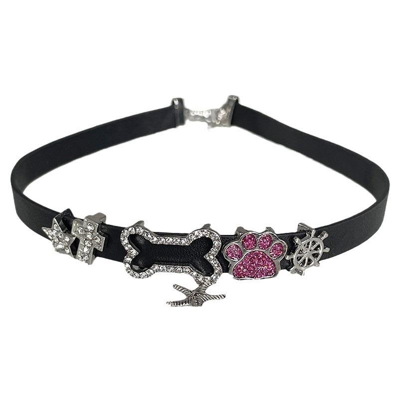 Sweet And Cool Personality Splicing Cat Claw Bone Collar Niche Design Diamond-Encrusted Star Choker Necklace Spice Girl Necklace