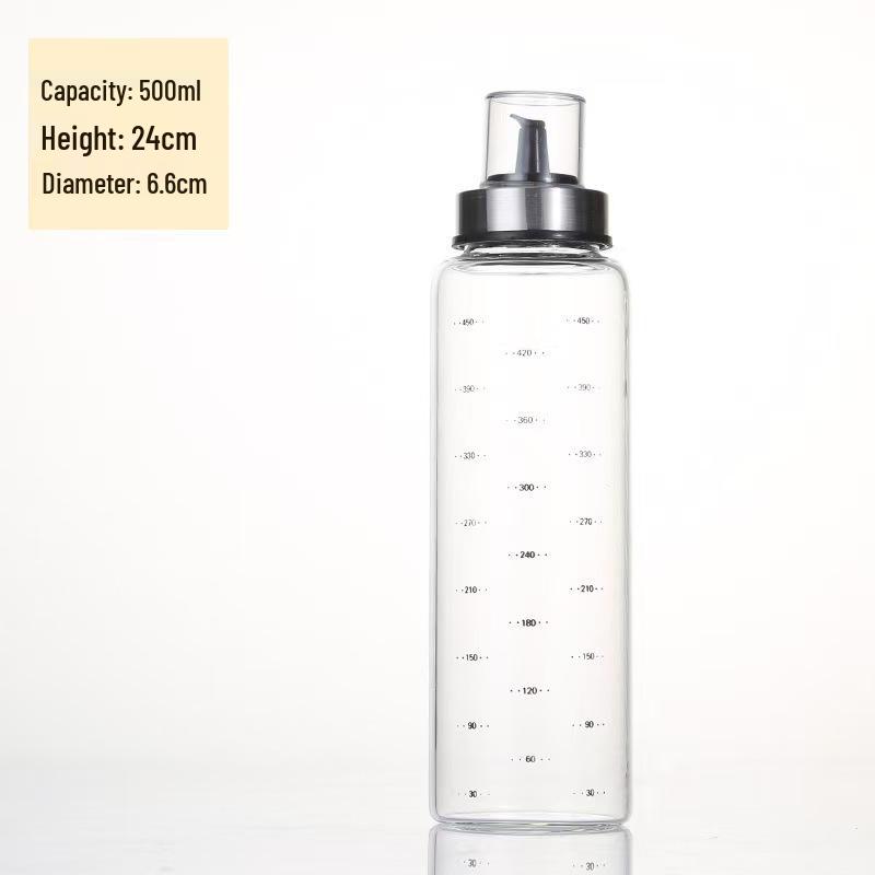 High-End Glass Oil & Vinegar Pour Bottle with Scale for Kitchen Seasoning