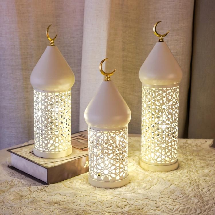 Decorative LED Desk Light with Hollowed Iron Stand for Mantels Tabletop Display Dining Room Bedroom Festival Decoration
