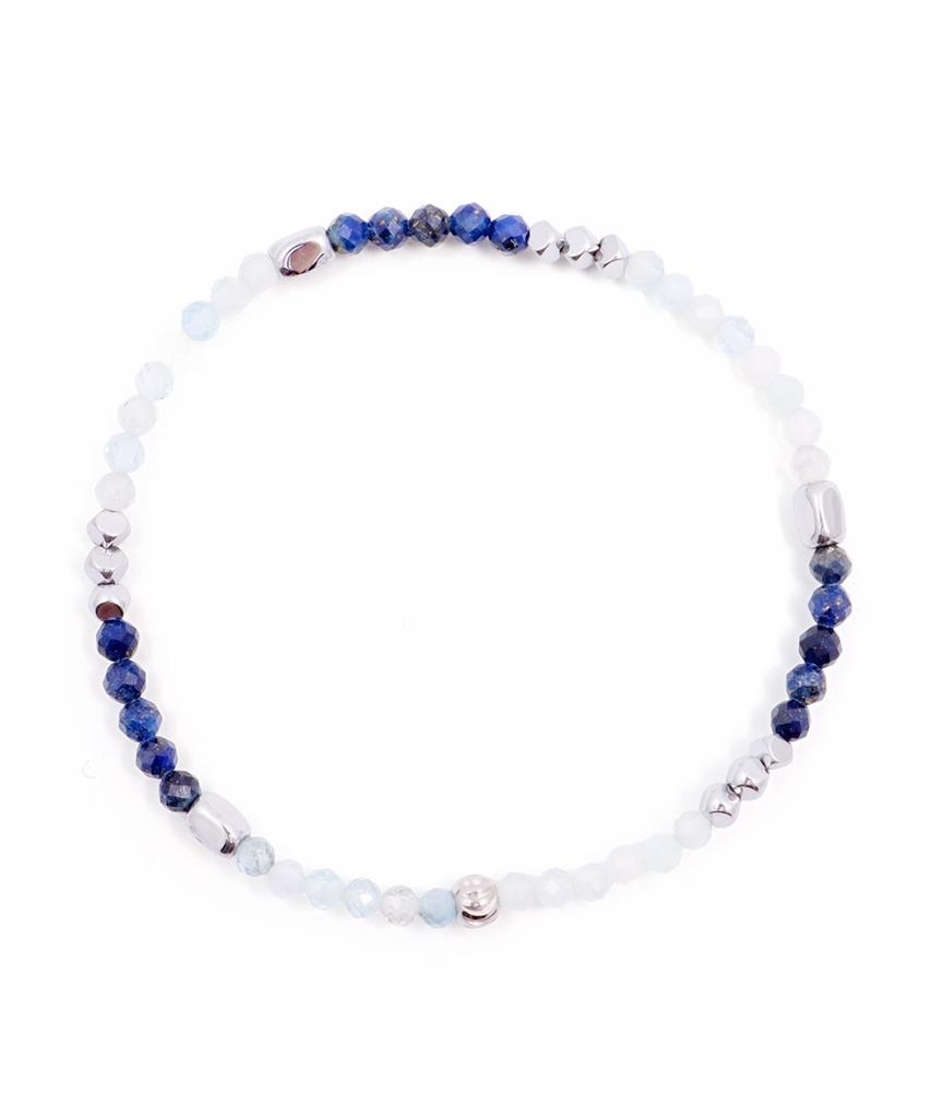 Polalita Blue Lapis Cut & Clear Mix Bracelet (Plt-Br-101_Bl)