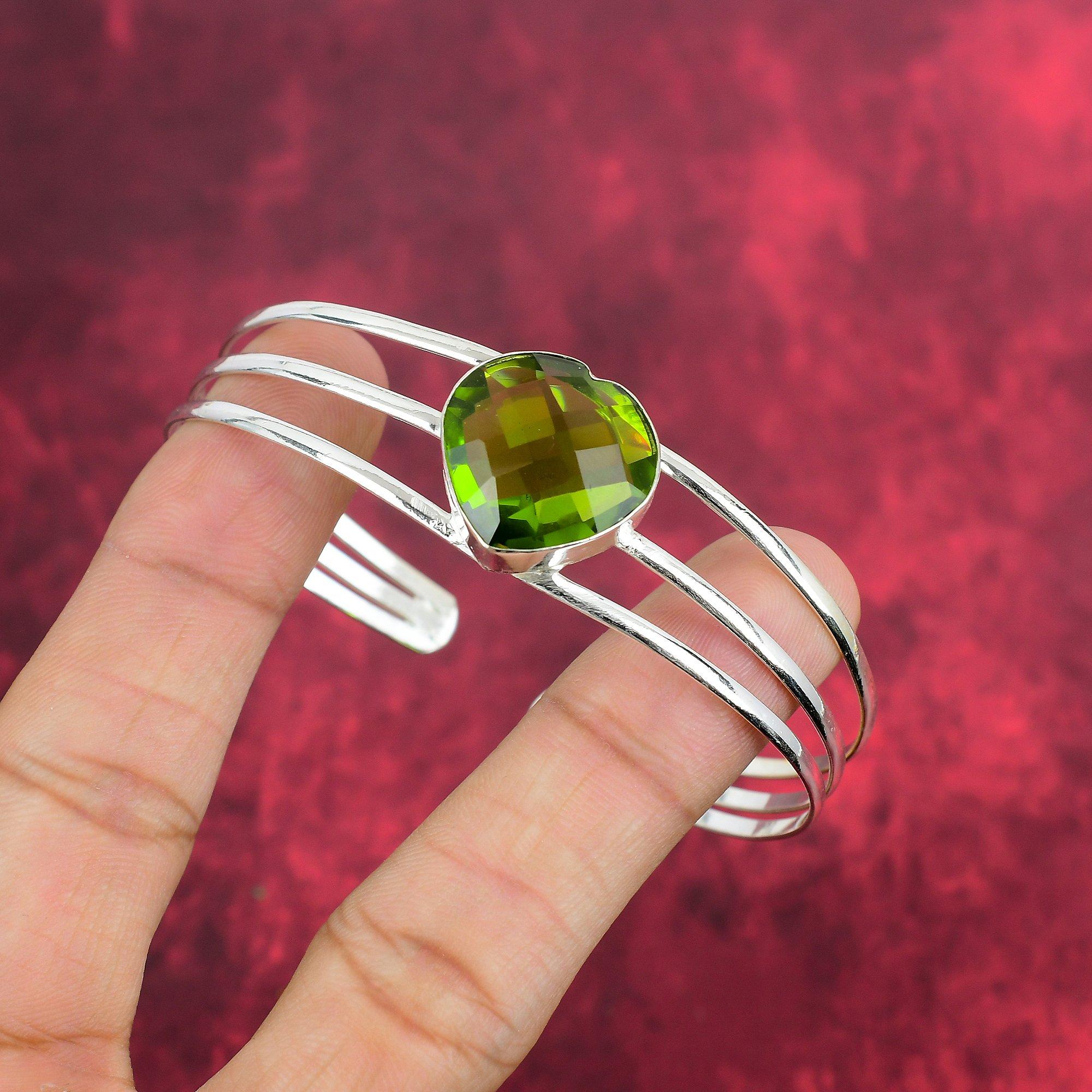 

Браслет с перидотом, драгоценный камень, серебро 925 пробы, красивая бижутерия, регулируемый браслет, для нее Adjustable зелёный