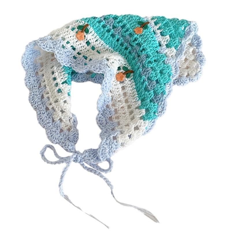 Декоративный платок на голову Вязаный крючком платок для волос с цветком Украшения для волос InsStyle Повязка на голову