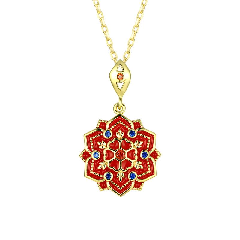 

New Chinese Haojing lotus pattern necklace, Dunhuang style 925 sterling silver necklace women s exquisite neck chain cover chain collarbone chain 925 silver