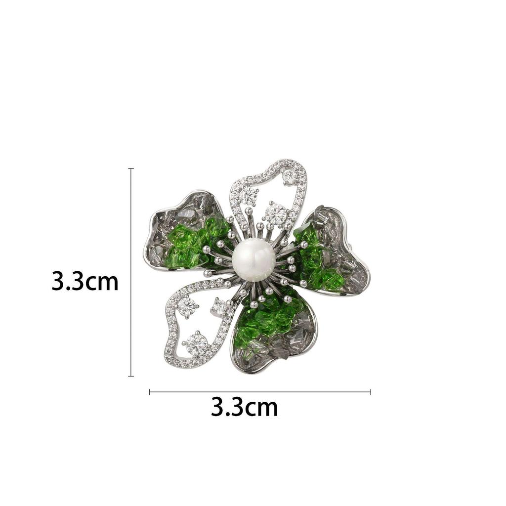 Snowflake & Butterfly Zircon Brooch with Freshwater Pearl for Women's Korean Style Suit Coat
