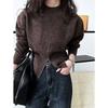 Autumn Round Neck Zipper Design Long Sleeved Knitted Sweater Loose Solid Color Casual Fashion Office Pullover Women Sweaters Female Clothing